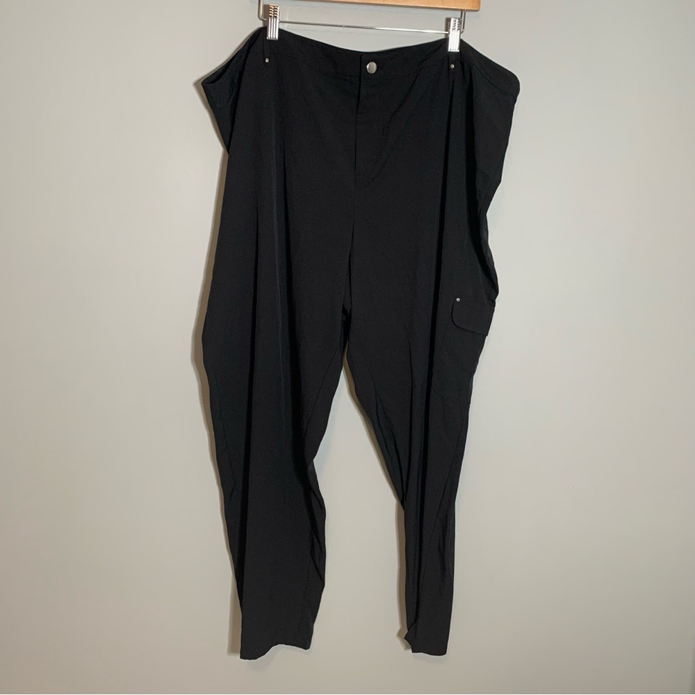NEW CJ Banks Cargo Pants Women 24W Black Relaxed Restyled Straight Leg Trousers